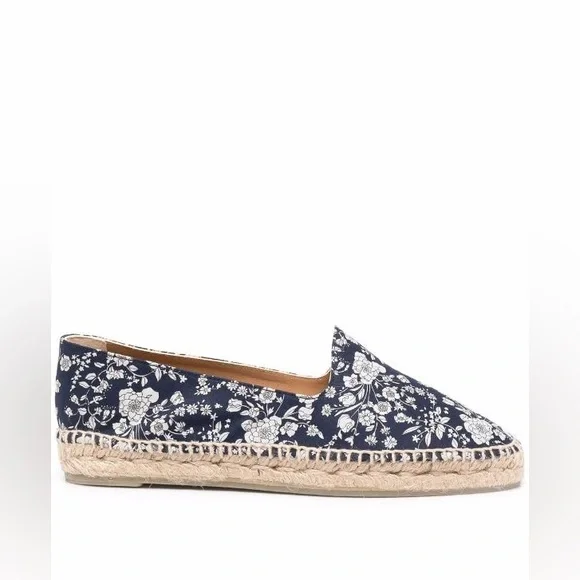 Tory Burch Risa Navy Blue Floral Print Espadrilles Shoes size 8 - Picture 14 of 14
